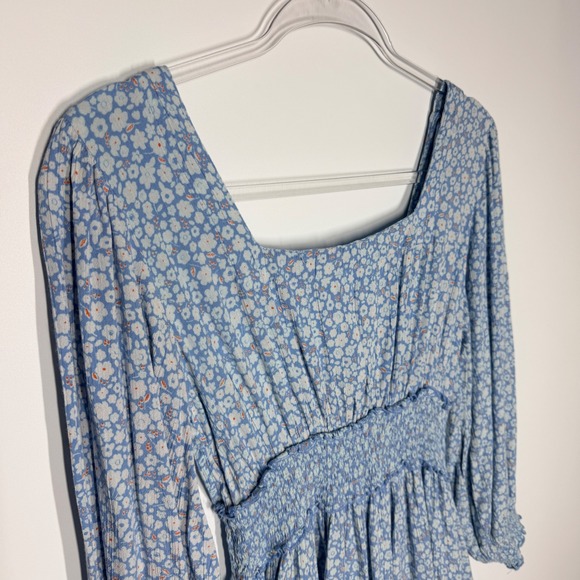 Angie Petite Floral Square Neck Boho Mini Dress Size PL - Picture 3 of 11